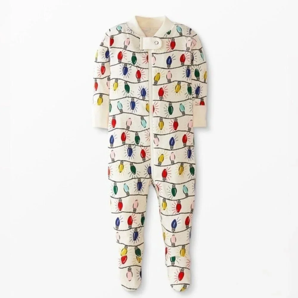 Hanna Andersson Pajamas Holiday Lights Footed Zip Sleeper 3-6M 60cm Christmas